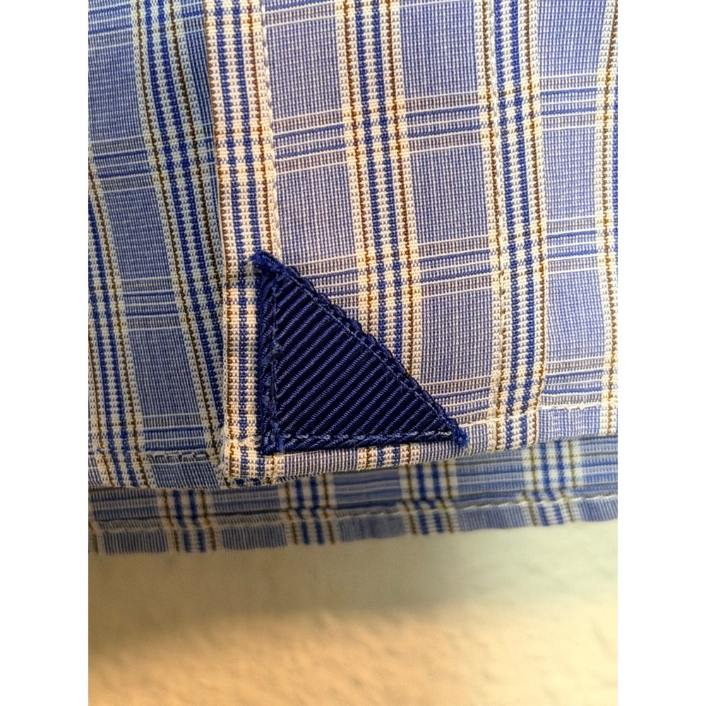 UNTUCKit Mens Small Blue Plaid Wrinkle Free Two Ply Cotton Button Down Shirt - Picture 3 of 7